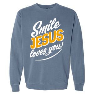 Smile Jesus Loves You!  Garment-Dyed Sweatshirt