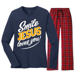 Smile Jesus Loves You!  Women's Long Sleeve Flannel Pajama Set 