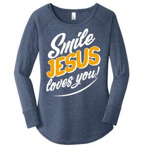 Smile Jesus Loves You!  Women's Perfect Tri Tunic Long Sleeve Shirt