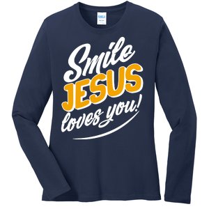 Smile Jesus Loves You!  Ladies Long Sleeve Shirt