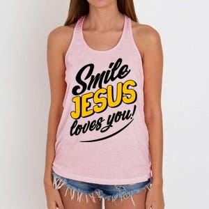 Smile Jesus Loves You!  Women's Knotted Racerback Tank