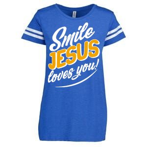 Smile Jesus Loves You!  Enza Ladies Jersey Football T-Shirt