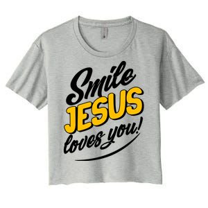 Smile Jesus Loves You!  Women's Crop Top Tee