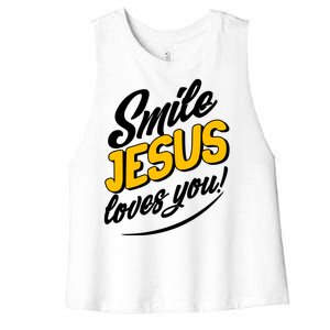 Smile Jesus Loves You!  Women's Racerback Cropped Tank