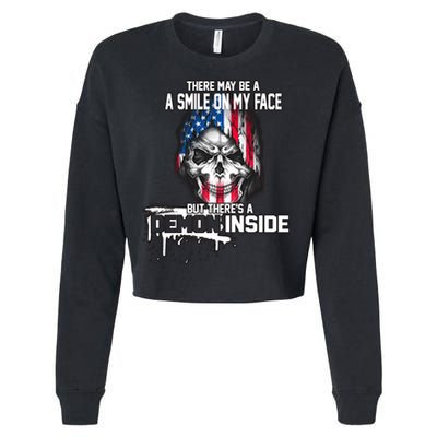 Smile On My Face Demon Inside Cropped Pullover Crew