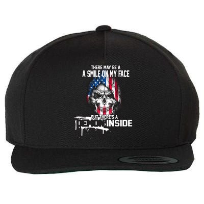 Smile On My Face Demon Inside Wool Snapback Cap