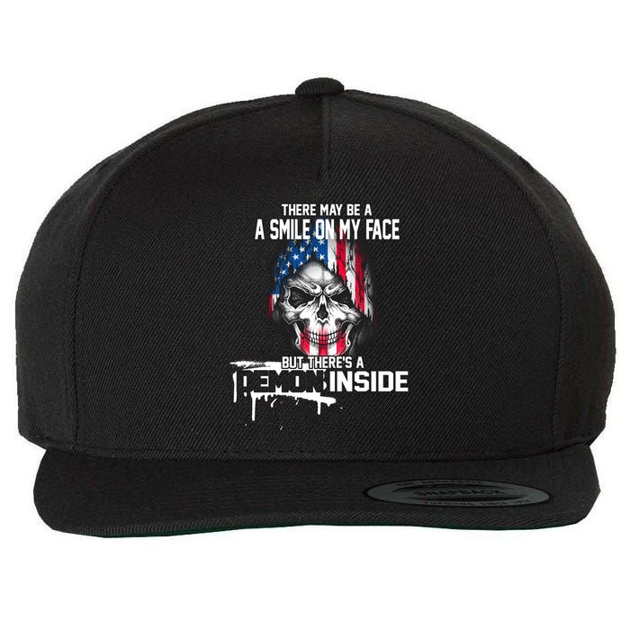 Smile On My Face Demon Inside Wool Snapback Cap