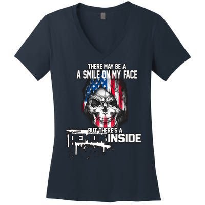 Smile On My Face Demon Inside Women's V-Neck T-Shirt