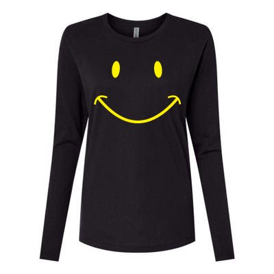 Smiley Face Womens Cotton Relaxed Long Sleeve T-Shirt