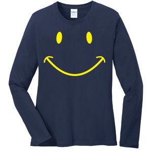 Smiley Face Ladies Long Sleeve Shirt