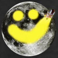 Smiley Face Happy Moon  7 Panel Mesh Trucker Snapback Hat