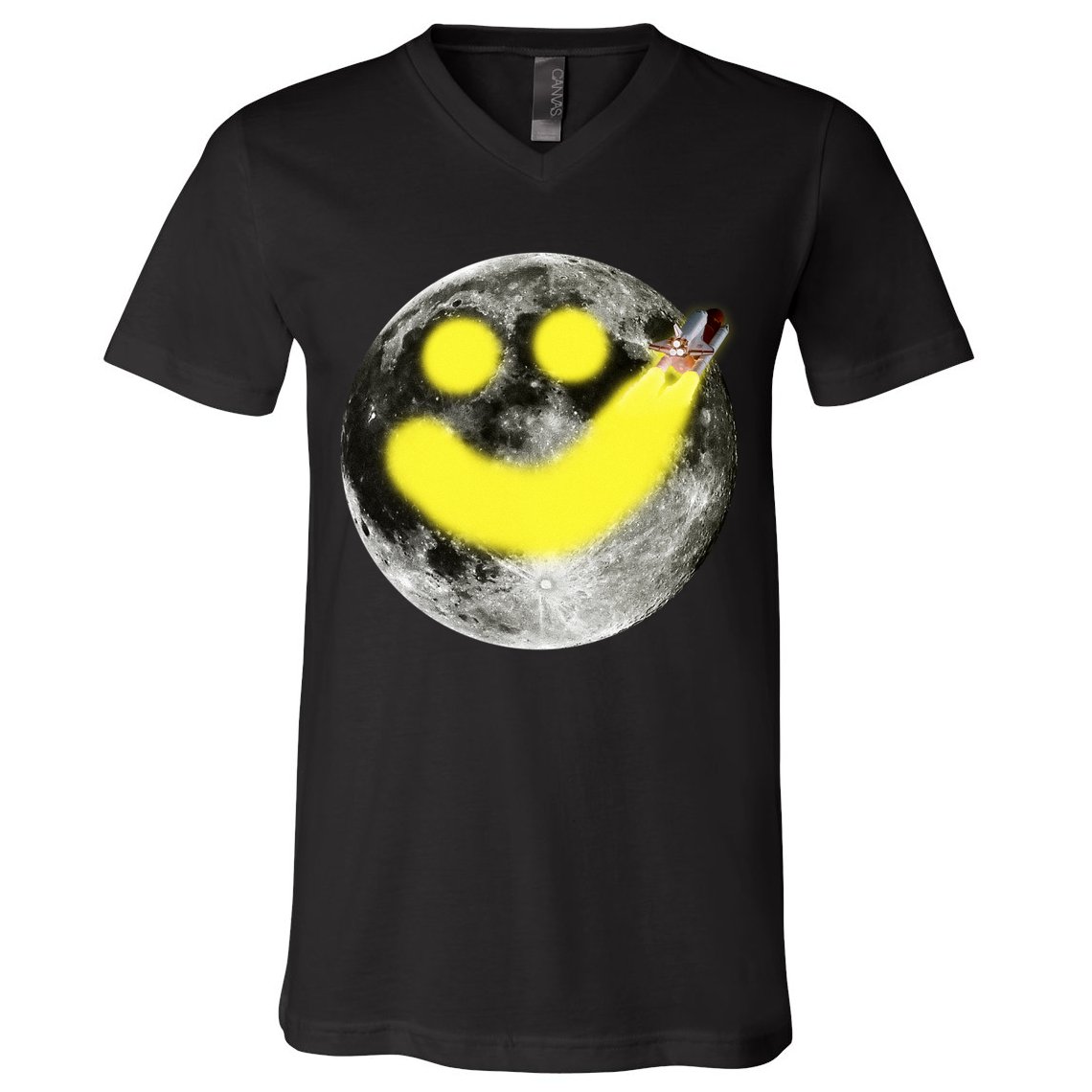 Smiley Face Happy Moon  V-Neck T-Shirt