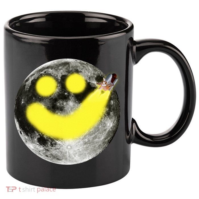 Smiley Face Happy Moon  11oz C Handle Ceramic Mug