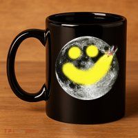 Smiley Face Happy Moon  11oz C Handle Ceramic Mug