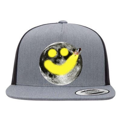 Smiley Face Happy Moon  Flat Bill Trucker Hat