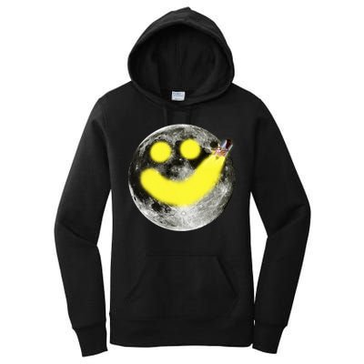 Smiley Face Happy Moon  Women's Pullover Hoodie