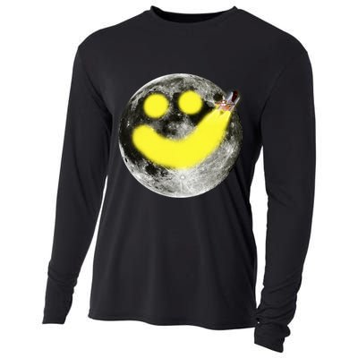 Smiley Face Happy Moon  Cooling Performance Long Sleeve Crew