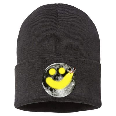 Smiley Face Happy Moon  Sustainable Knit Beanie