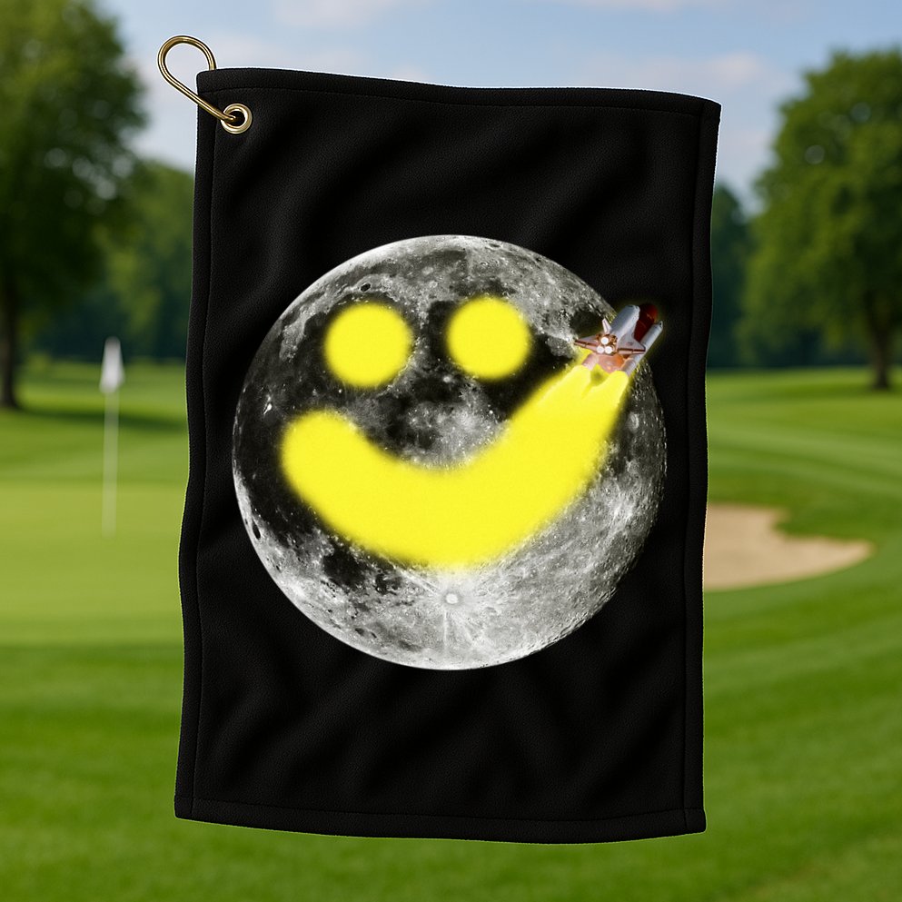 Smiley Face Happy Moon  Golf Towel