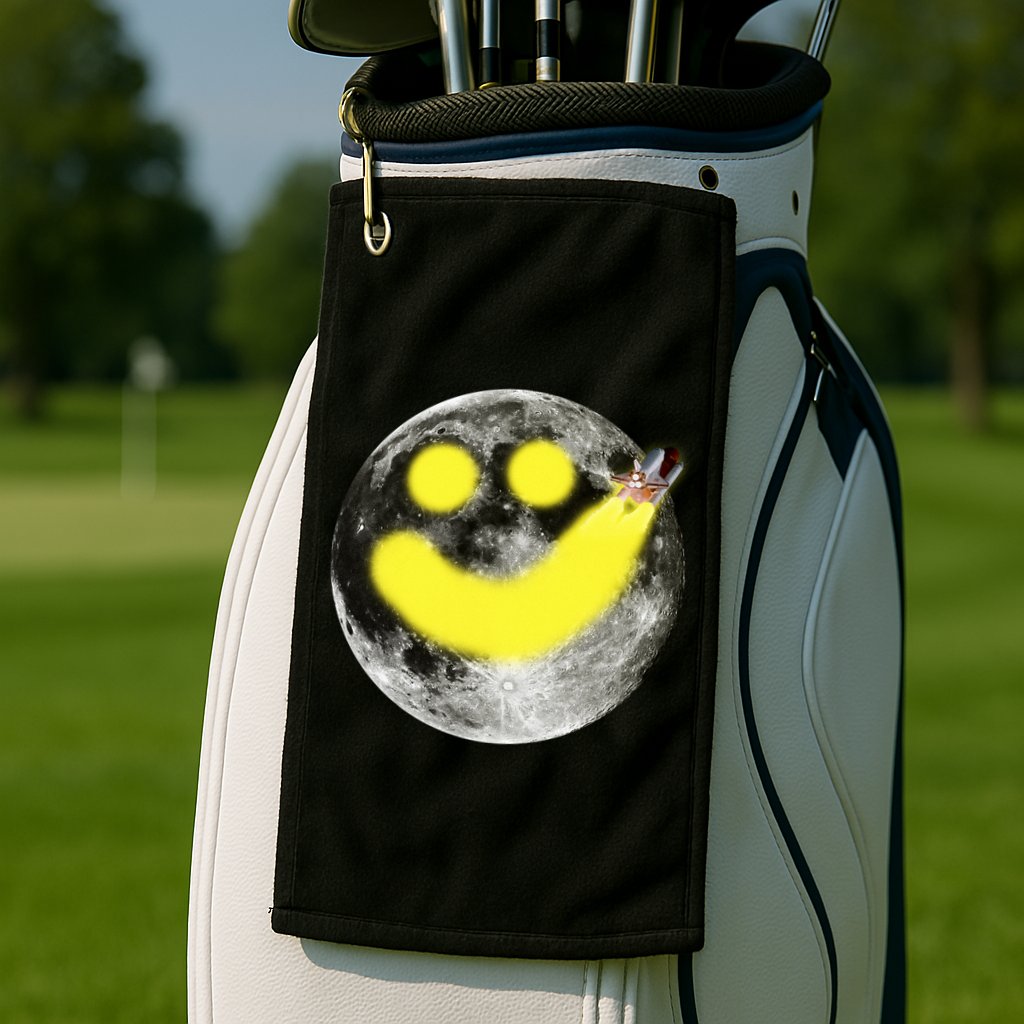Smiley Face Happy Moon  Golf Towel
