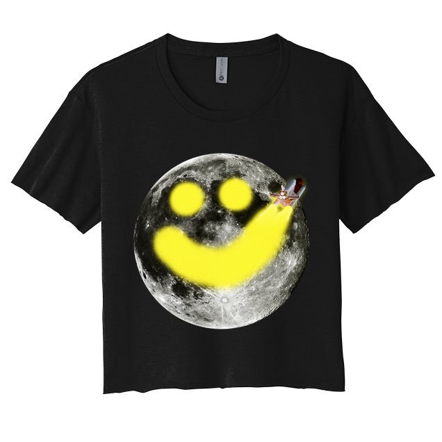 Smiley Face Happy Moon  Crop Top