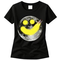 Smiley Face Happy Moon  Womens T-Shirt