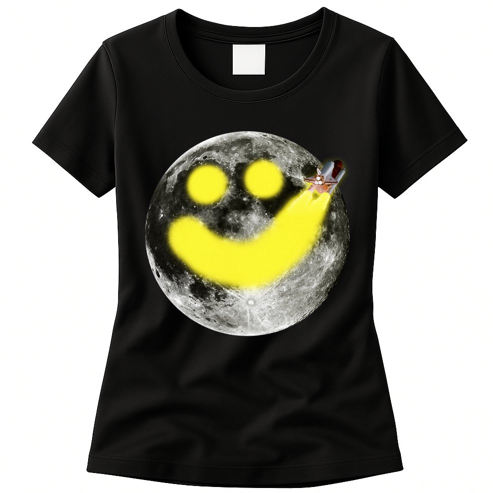 Smiley Face Happy Moon  Womens T-Shirt