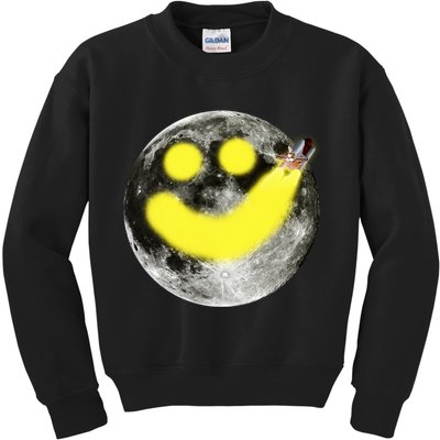 Smiley Face Happy Moon  Kids Sweatshirt
