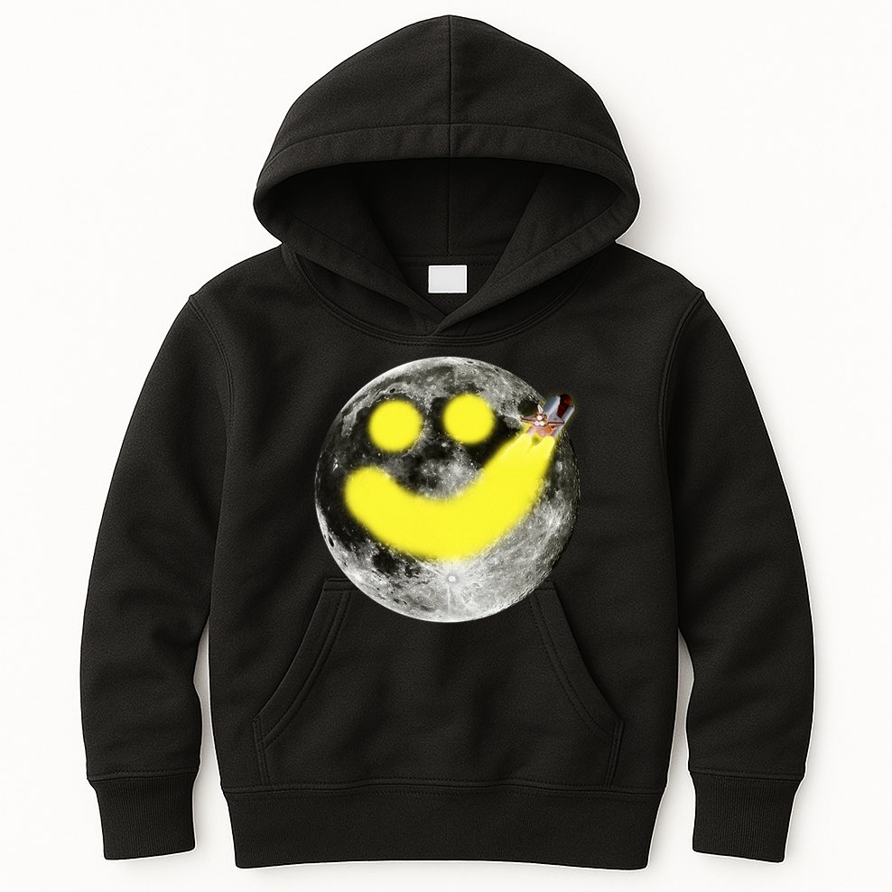 Smiley Face Happy Moon  Kids Hoodie