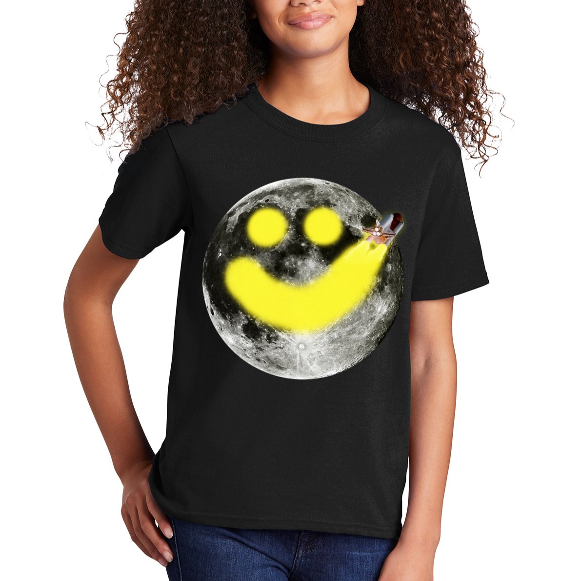 Smiley Face Happy Moon  Kids T-Shirt