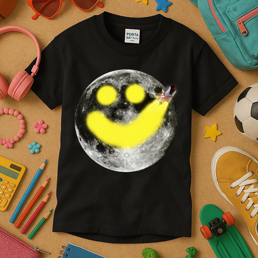 Smiley Face Happy Moon  Kids T-Shirt