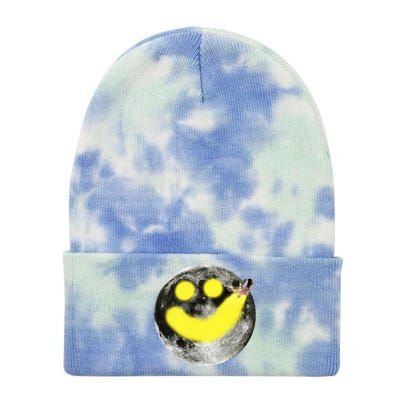 Smiley Face Happy Moon  Tie Dye 12in Knit Beanie