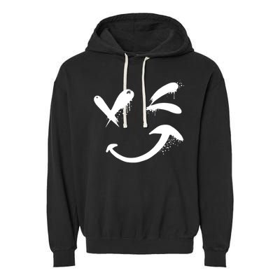 Smiley Face Winking Garment-Dyed Fleece Hoodie