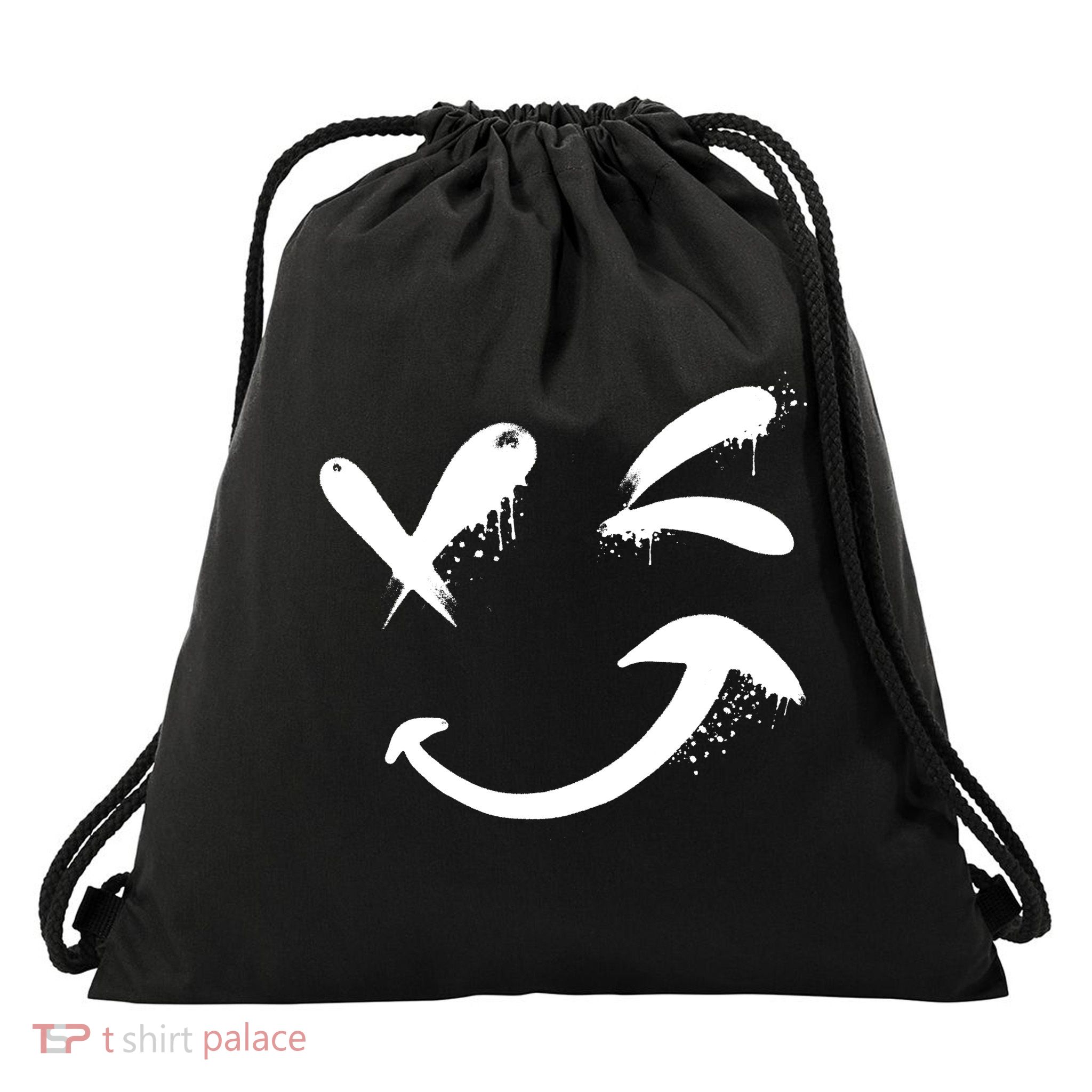 Smiley Face Winking Drawstring Bag