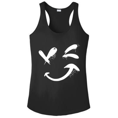 Smiley Face Winking Ladies PosiCharge Competitor Racerback Tank