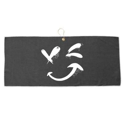 Smiley Face Winking Large Microfiber Waffle Golf Towel