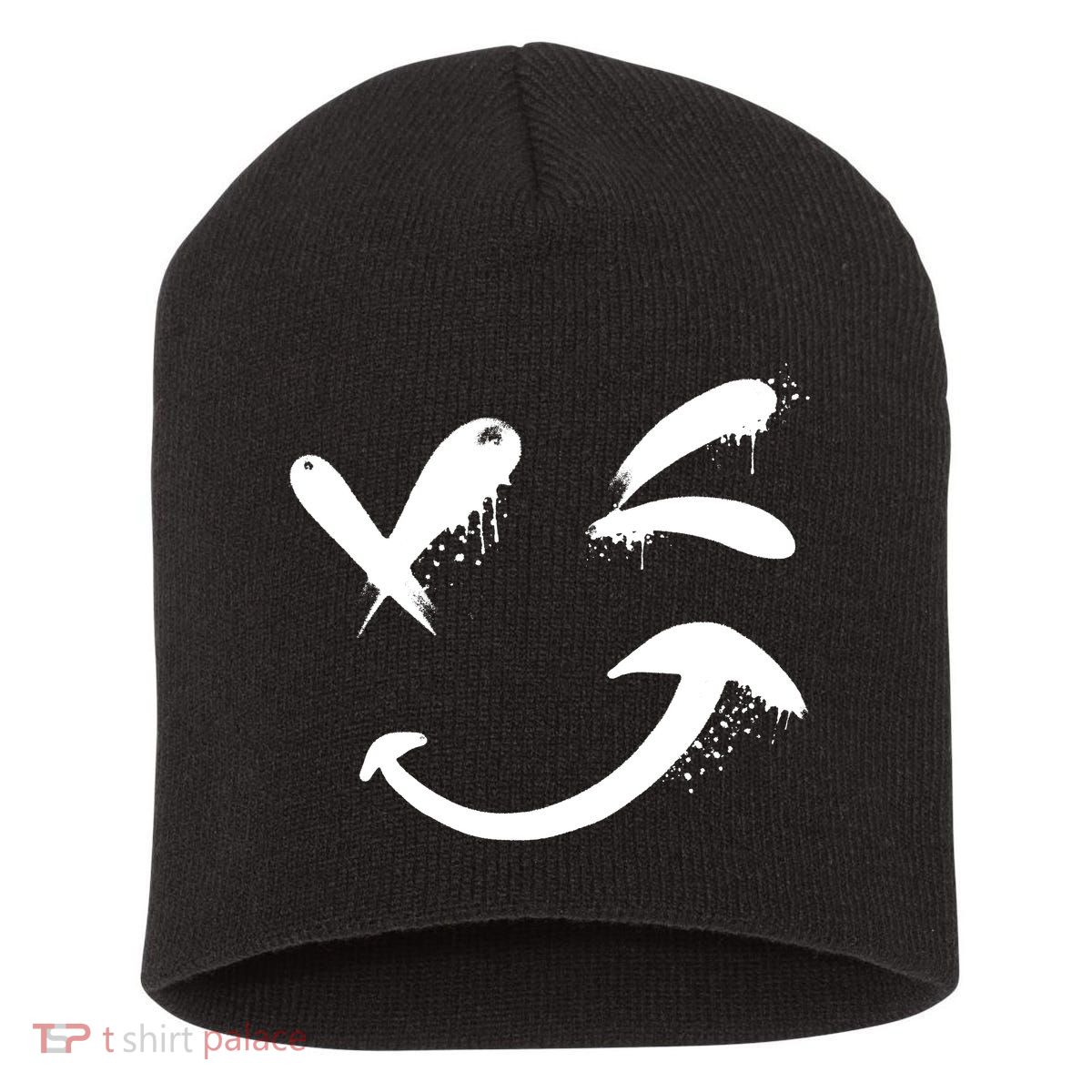 Smiley Face Winking Short Acrylic Beanie