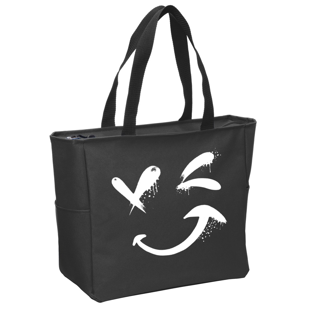 Smiley Face Winking Zip Tote Bag