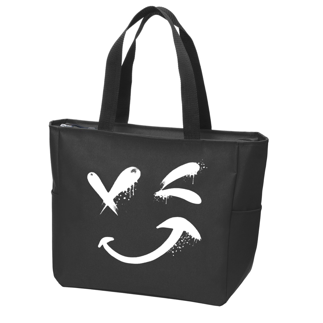 Smiley Face Winking Zip Tote Bag