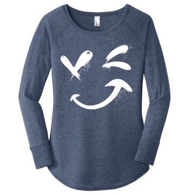 Smiley Face Winking Women's Perfect Tri Tunic Long Sleeve Shirt