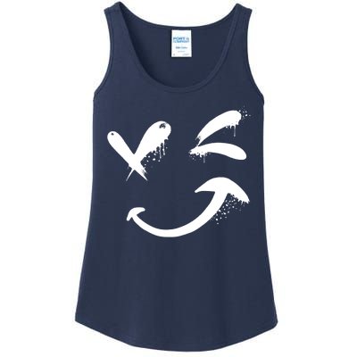 Smiley Face Winking Ladies Essential Tank