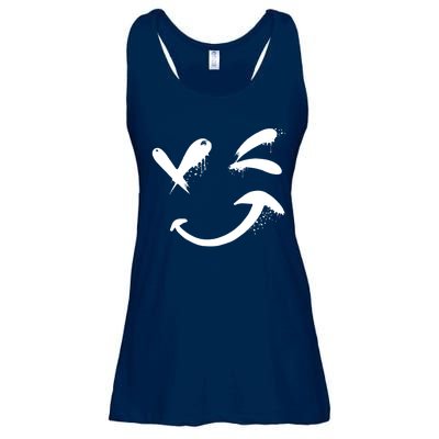 Smiley Face Winking Ladies Essential Flowy Tank