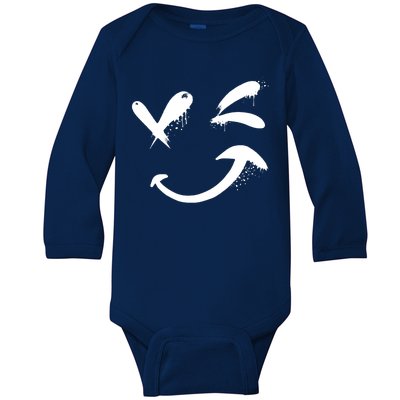 Smiley Face Winking Baby Long Sleeve Bodysuit