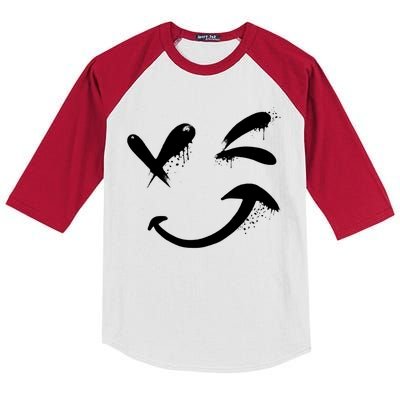 Smiley Face Winking Kids Colorblock Raglan Jersey