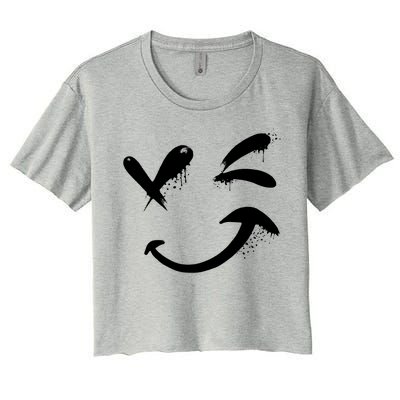 Smiley Face Winking Women's Crop Top Tee