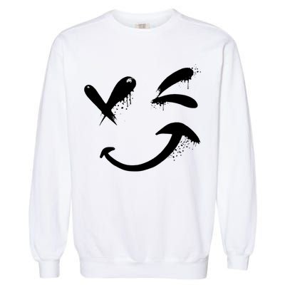 Smiley Face Winking Garment-Dyed Sweatshirt