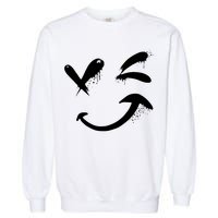 Smiley Face Winking Garment-Dyed Sweatshirt