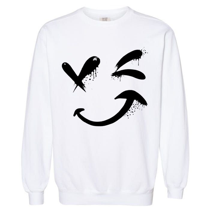 Smiley Face Winking Garment-Dyed Sweatshirt