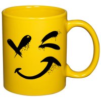 Smiley Face Winking 11oz C Handle Ceramic Mug
