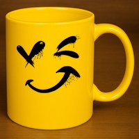 Smiley Face Winking 11oz C Handle Ceramic Mug